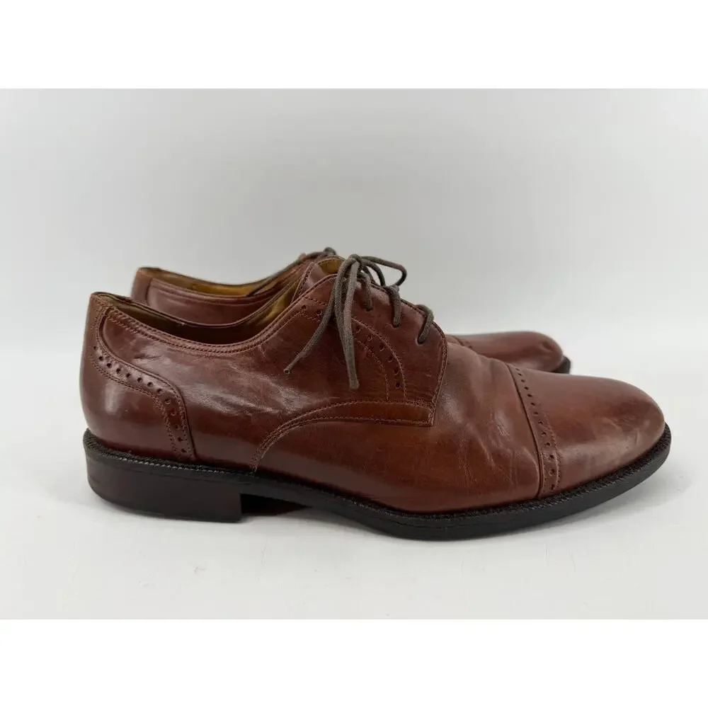Johnston & Murphy Signature Men's Brown Leather Cap Toe Lace Up Dress Shoes 11 M